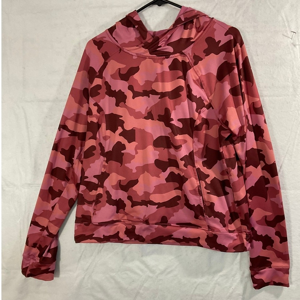 Velocity Hoodie Womens XL Pink Camo Long Sleeve Athletic Pullover Activewear